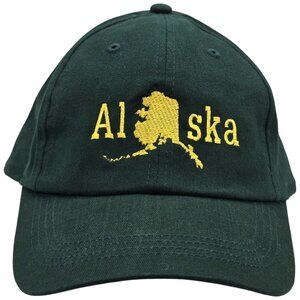 Alaska Embroidered Green Baseball Cap With Adjustable Strap